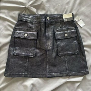 Gap Kids Denim Black Metallic Silver Skirt Size Girls 10 NWT - Picture 1 of 7