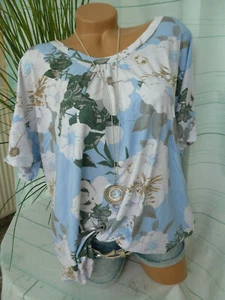 Zhenzi Shirt Damen Gr. S/42 bis XL/54 blau gemustert weich fallend (856) NEU - Bild 1 von 4