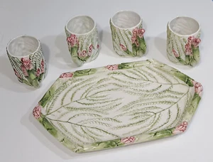 Vintage Large Neiman Marcus Ceramic 17.25" Asparagus Platter Tray + 4 Cups Italy - Picture 1 of 22