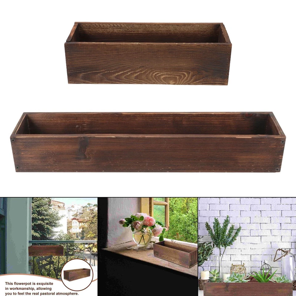 Rustic Wooden Flower Box, Wooden Flower Pot, Wooden Planter, Rectangular for The - Image 1 of 1
