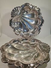PAIR Vintage Gorham Silverplate Clam Shell Large Serving Bowls YC623 Excellent!