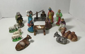 15 Piece 1940s Chalk Ware Nativity Set West Germany - Picture 1 of 19