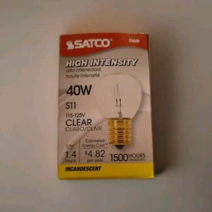 Satco S3629 Intermediate Base 40-Watt S11 Light 1 Count - Clear - Picture 1 of 3