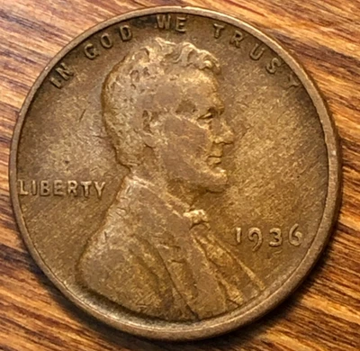 1936 Lincoln Wheat Cent Woody Improper Alloy Mix Error Unique Eye Appeal Coin - Image 1 of 4