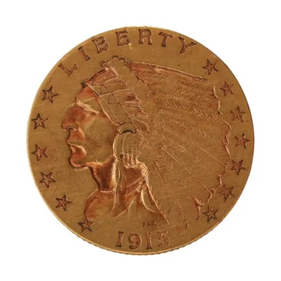 1915 2 1/2 DOLLAR INDIAN HEAD GOLD COIN #6298 - Image 1 of 2