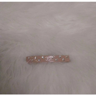 CHANEL Coco Mark Logo Plate Barrette Hair Clip Heart Plastic Pink Luxury France - Image 1 of 4