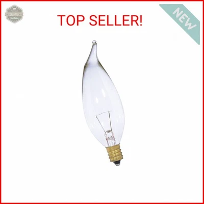Satco S3867 12V Turn Tip Candelabra Base 15-Watt CA10 Light Bulb, Clear - Image 1 of 2