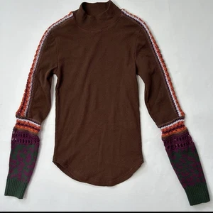 Free People Damen XS Pullover Ärmel Boho Oberteil Waffelstrick Langarmshirt - Bild 1 von 7