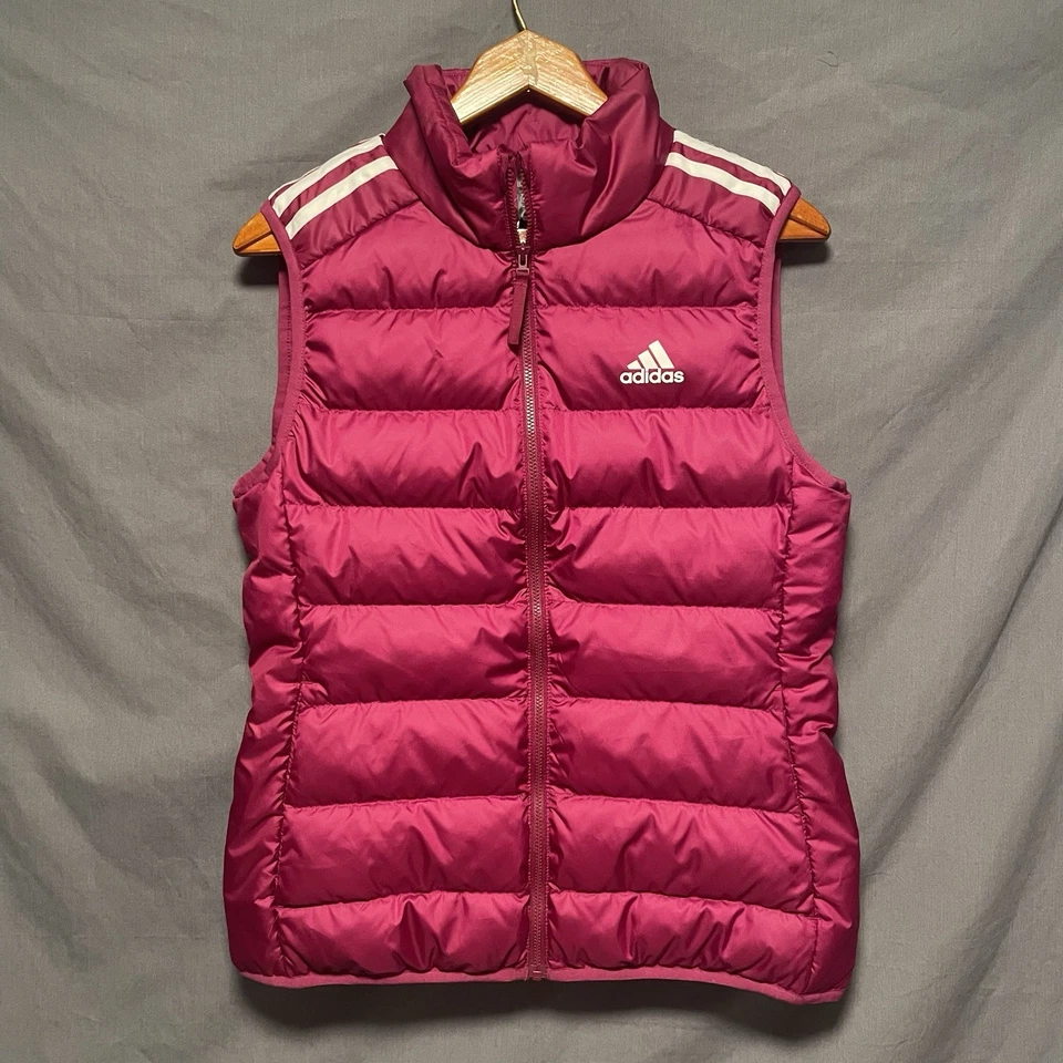 Adidas Women's Active Essentials Light Down Parka Vest Berry GH4588 Size Small
