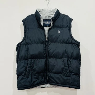 US Polo Assn Men Vest XL Black Embroidered Pony Full Zip Polyester Puffer - Image 1 of 4