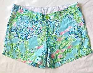 Pantalones Cortos Lilly Pulitzer Damas Talla 8 Callahan Azul Claro Verde Lima - Imagen 1 de 3