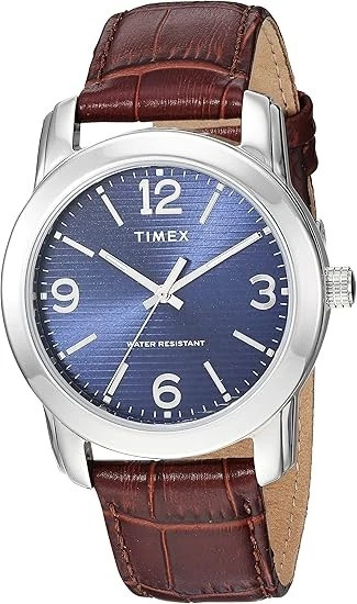 Timex Tw2r86800 Men's Basics Brown Leather Watch 39mm 30 Meter WR