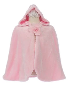 New Little Girl Faux Fur Cape Pink for Pageant Formal Party Dress sz 4 6 8 10 12 - Picture 1 of 1