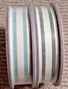 2 STAMPIN UP Mossy Meadow Ribbon , Lost Lagoon  5/8" Striped Cotton Ribbon NEW - Picture 1 of 1