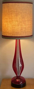 FLAVIO POLI ANTIQUE RED MURANO GLASS MODERN TABLE LAMP VINTAGE ITALIAN SEGUSO 50 - Picture 1 of 12