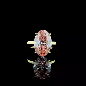 4 CT Oval Lab Grown Diamond Ring For Engagement Ring Vivid Pink VS2 IGI Certify - Picture 1 of 9