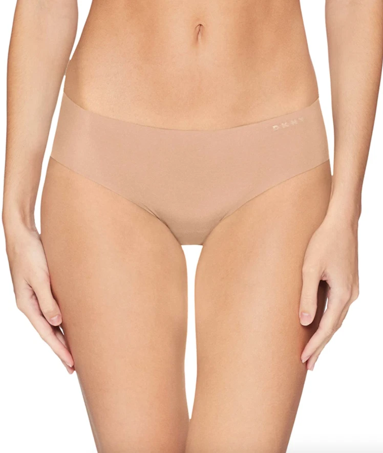 DKNY Womans Nude Modern Lines Sheer Back Women's Underwear Sz Large