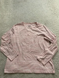 Croft & Barrow Women Striped Long Sleeve Crew Neck Classic T-Shirt Pink Size M - Picture 1 of 7