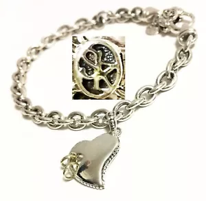 SCOTT KAY 7.5" 16g Sterling Silver Heart 14k Gold Rings Charm Bracelet Women NWT - Picture 1 of 14