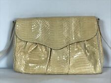 J Renee Vintage Yellow Genuine Snakeskin Purse Shoulder Handbag Clutch Crossbody