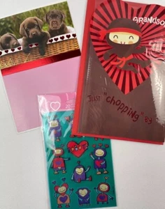 3D Grandson AMERICAN GREETINGS VALENTINES DAY CARD Lot .& DOGS + 3D Stickers - Picture 1 of 12