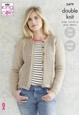 King Cole DK Knitting Pattern Ladies Cardigan Scarf and Hat 5479 - Image 1 of 2