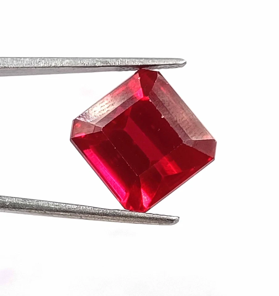 Real Red Ruby 23-24 Ct Certified Faceted Emerald Shape From Burma Loose Gems DKV - Image 1 of 4