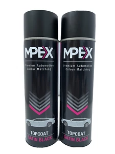 2 x Mpex Satin Black Spray Paint Aerosol Coating Fast Drying Multi Purpose 500ml - Picture 1 of 7