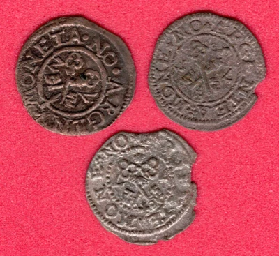 Riga Free City Schilling 1572, 1575, 1577 Livonia War Polan Lot of 3 Coins 5949 - Image 1 of 2