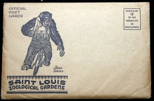 vntg ST LOUIS ZOOLOGICAL GARDENS SHOW series post card packet sepia bluetone BW - Picture 1 of 4
