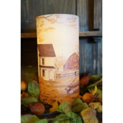 Billy Jacobs "REMEMBER WHEN"  LED TIMER Pillar Candle 3" x 6" - Fall Harvest - Image 1 of 2