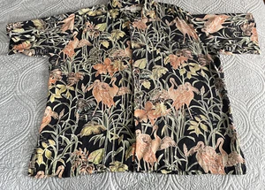 Island Republic Men's Short Sleeve Black Button Front Floral Silk Shirt size 2XL - Picture 1 of 5