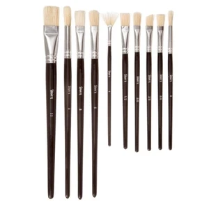 Studio 71 Oil Paint Brush Set 10pc Bristle Brush Round Flat Fan Angular Filbert - Picture 1 of 1