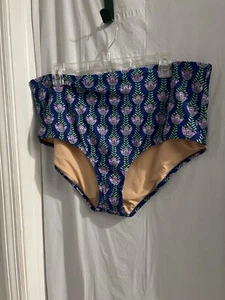 J Crew Blue Purple Floral Swim Suit Bottom High Rise Brief Sz 2x - Picture 1 of 6