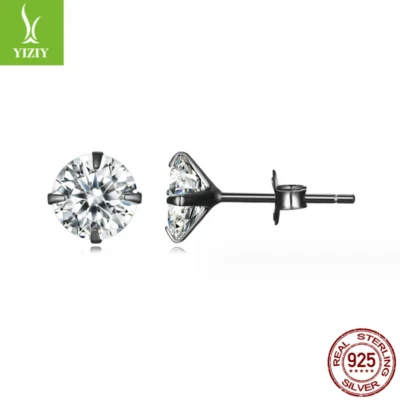 SOLID 925 STERLING SILVER ROUND CUBIC ZIRCONIA STUD POST EARRINGS 2-8mm WOMEN - Image 1 of 4