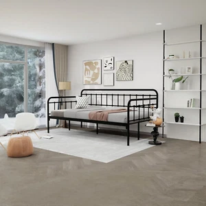 Daybed Frame with Steel Slat Support/No Box Spring Required/Twin Size/Black - Picture 1 of 11
