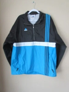 Vtg. Adidas Windbreaker Jacket Mens XL T Black/Blue 3 Striped Oversized 1/2 Zip - Picture 1 of 6