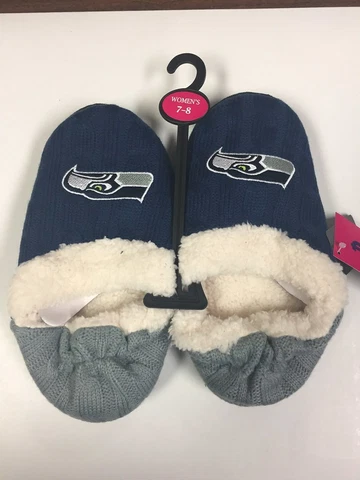 Seattle Seahawks Womens Team Color Knit  Moccasin Slippers Cover