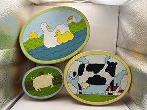 Vtg 3 Nesting Oval Wooden box Cow Duck Pig Lillian Vernon / Allan Wood 1982 - Picture 1 of 8