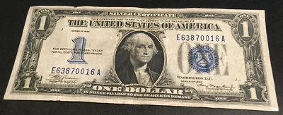 1934 $1 One Dollar Silver Certificate FUNNY BACK Currency Bill EA Block - Image 1 of 2