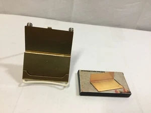 Pocket Stainless Steel Metal Busines Card Holder Case ID Credit Wallet gold tone - Picture 1 of 5