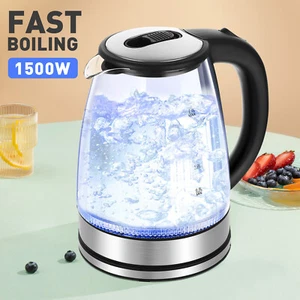 1500W Fast Boiling 2L Glass Cordless Tea Kettle Electric Dual Wall LED Water Jug - Picture 1 of 9