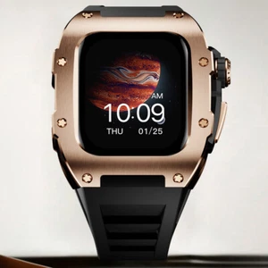 Stainless Steel Case Silicone Band for Apple Watch Series 10 46mm Retrofit Kit - Photo 1 sur 70