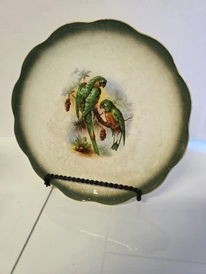LIMOGES DE COLECCIÓN Si no ANTIGUO Plato Redondo Decorativo Con Loros Borde Dorado  Foto 1 de 4