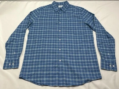 Southern Tide Men’s Shirt L Blue White Plaid Long Sleeve Button Up Hemp Blend - Image 1 of 4