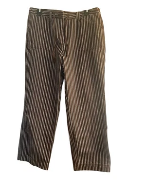 Pantalones de mezclilla Jones New York marrón a rayas talla 10/26 bolsillos entrepierna cordón  Foto 1 de 2