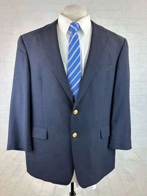 Hickey Freeman USA Men's Navy Blue Wool Gold Tone Two Button Blazer 44S $895 - Image 1 of 4