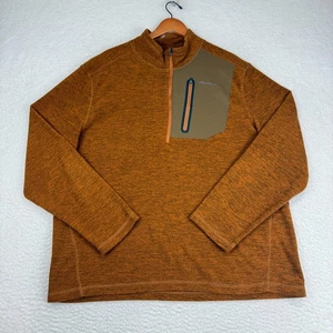 Eddie Bauer Half‑Zip Fleece Pullover Mens XL Rust Orange Chest Pocket - Picture 1 of 9