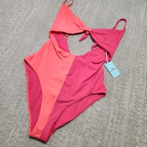 Marine Layer Swimsuit Women Small Havana Tie Front One Piece Azalea New - Picture 1 of 9