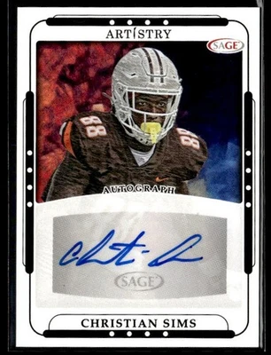 L29,466 - 2023 SAGE Artistry Autographs #ARTCS2 Christian Sims Auto - Image 1 of 2